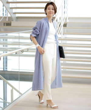 シルクコットンストライプ ワンピース