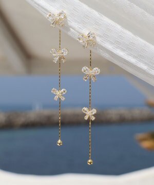  【金属アレルギー対応】リボンチェーンピアス