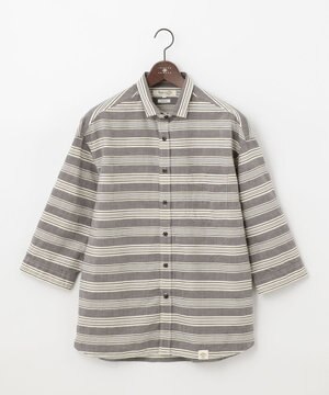  【SPACE／UNISEX】七分袖 ランダムボーダー シャツ