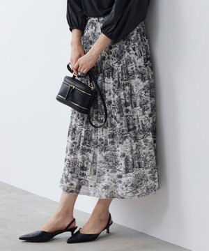  【カタログ掲載・洗える】ランドスケーププリント スカート