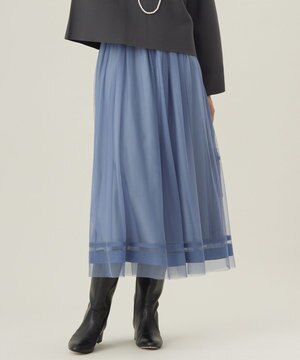  【洗える】チュールエンブロイダリー スカート