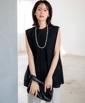  【先行予約・WEB限定】エンブロイダリーレースノースリーブ ブラウス