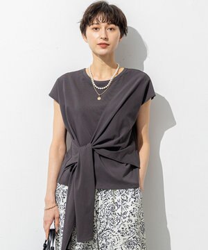  【SLOW/一部店舗限定】ライトツイストコットン サッシュデザイン Tシャツ