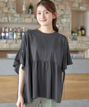  【新色追加】ギャザー切り替えフレアプルオーバー