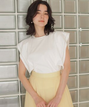  プレーティング天竺 フレアスリーブカットソー