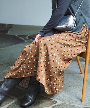  【セットアップ対応・洗える】ドットプリント スカート