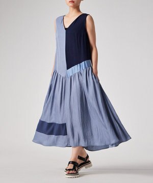  アセテート カラーブロック ドレス