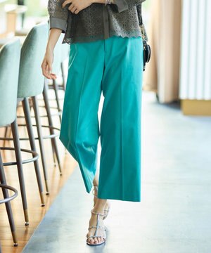  【カタログ掲載・定番人気・新色追加】コットンサテンクロップド丈ワイドストレート パンツ