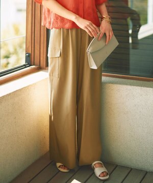  【カタログ掲載・接触冷感・UVカット・洗える】デニムライクボトムフレアワイド パンツ