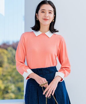 Elena襟付きニットプルオーバー