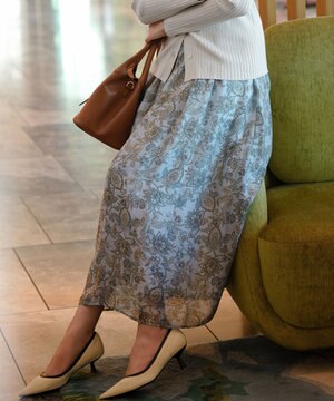 Ericaキャラコ ペイズリープリント フレア スカート