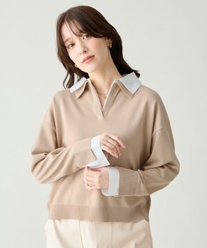  ファブリックコンビスキッパーニット