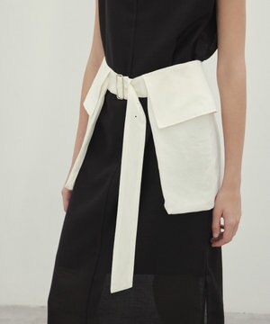 【洗える】BERNARD / リネンワイドポケット付きラップベルト