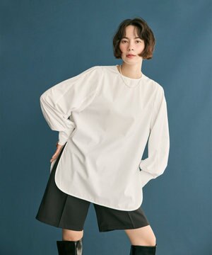  【洗濯機可】シャーリングカフスシャツ