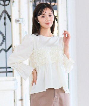  フリルギャザー ブラウス