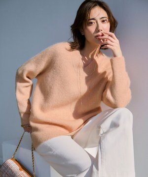  モヘヤミックススパングル Vネック ニット