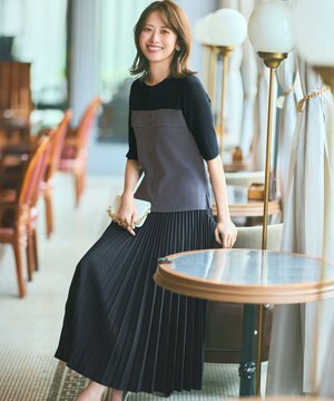  【UVカット・アンチピリング・洗える】ウーステッドエステル  プリーツスカート