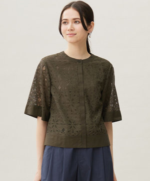 【カタログ掲載・洗える】フラワータイルレース ブラウス