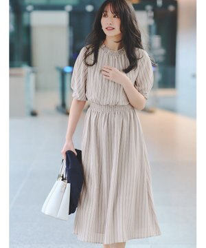  【洗える】サッカーストライプ ワンピース