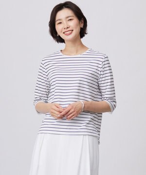  【洗える】スムースジャージー ボーダー カットソー