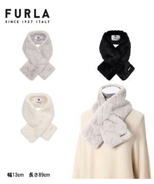  FURLA フェイクファーキルティング風マフラー
