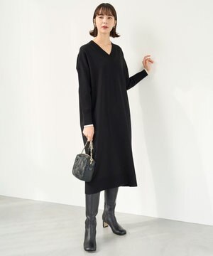  【Lサイズ・WEB限定】マイビューティニット  Vネックワンピース