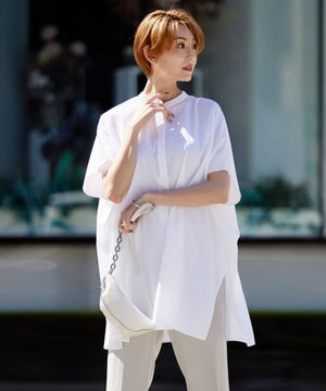  【洗える】ヴィンテージスパンブロード プルオーバーブラウス