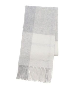  FURLA ウール混ラメ入りブロックチェックストールマフラー／幅50cm