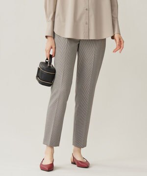  【撥水加工・洗える】TRギャバチェック柄テーパード パンツ