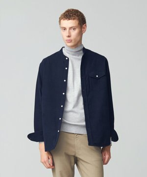  Ｗフェイス キャラメルコールバンドカラー シャツ