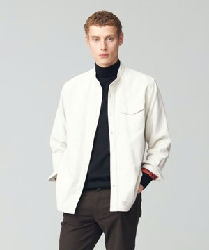  Ｗフェイス キャラメルコールバンドカラー シャツ