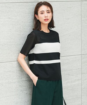 【洗える】 シアースムースボーダー ニット