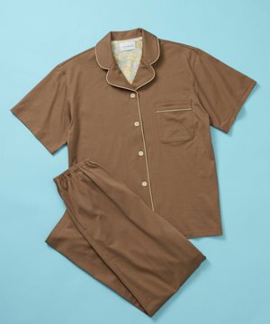  【綿100%】60/2 やわらか天竺 半袖開襟パジャマ MADE WITH LIBERTY FABRIC