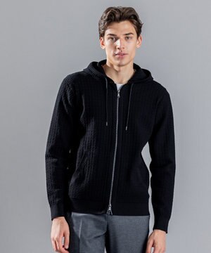  【イージーケア】 ヴィスコースリンクス　ジップアップニットパーカー