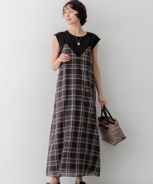  【先行予約】ハイツイストシアーチェック キャミソールワンピース