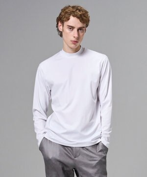  新色追加【高機能素材】ハイゲージベアスムース　モックネック長袖Ｔシャツ