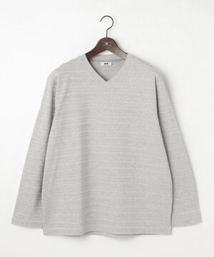  【キングサイズ・オーガニックコットン使用・日本素材・日本縫製】 オーガニックヘリンボ-ンリンクス Vネック Tシャツ