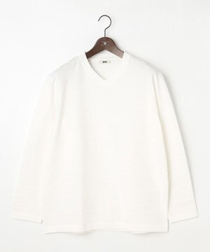  【キングサイズ・オーガニックコットン使用・日本素材・日本縫製】 オーガニックヘリンボ-ンリンクス Vネック Tシャツ