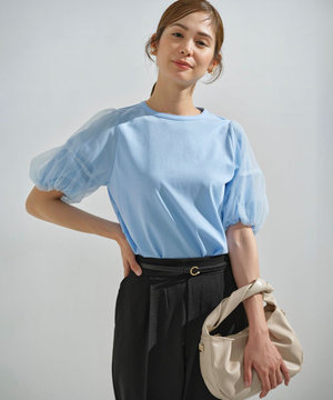 【人気につき新色追加!】チュールスリーブ カットソー