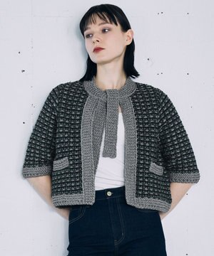  【カトリエムブーケ】Lame tweed ボウタイディテールジャケット