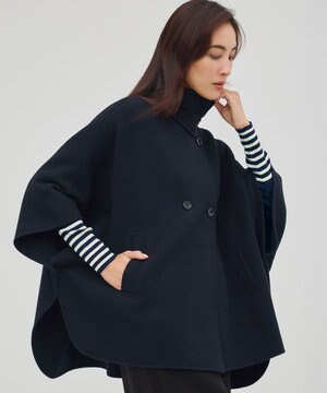  【見上愛さん着用/Oggi12月号掲載】ウールライトリバー ポンチョシルエット コート