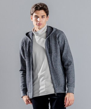  【イージーケア】 ヴィスコースリンクス　ジップアップニットパーカー