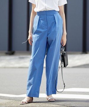  【洗える】 エコナイロンストレッチ ワイドストレートパンツ