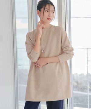  【新色追加・洗える】ミドルリブニットチュニック