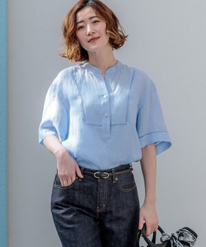  【先行予約】LIBECOリネン はしごレース ブラウス