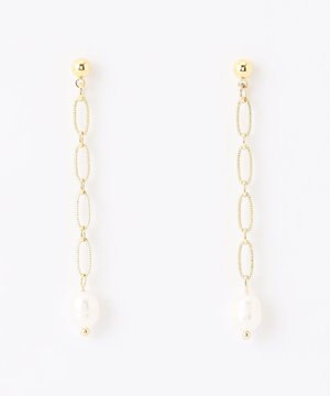 フェイクパールチェーン ピアス（両耳用）