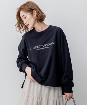  【洗える】フレンチコットンテリー ロゴ トップス