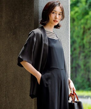  【接触冷感性/洗える】フィブリルツイル ハーフスリーブ ジャケット