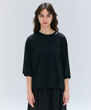  【洗える・GLOW ８月号掲載】S.BABILA / スリットネックオーバーサイズTシャツ