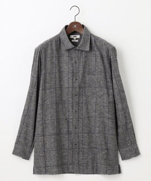  【キングサイズ・柔らかな肌触り】 オーガニックラフィ グレンチェックシ ャツ